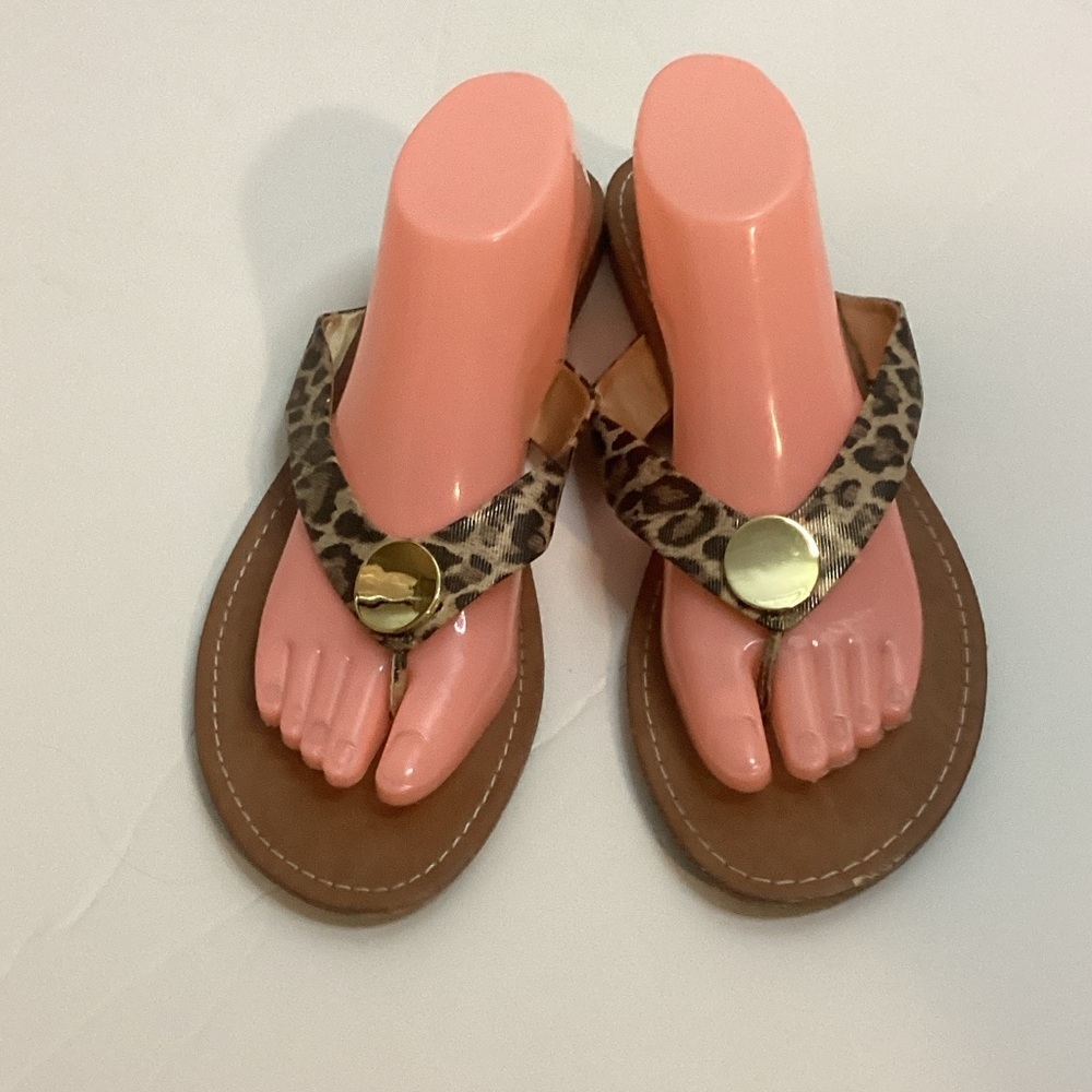 American Eagle Outfitters Leopard Print Sandals Gold Accent 11